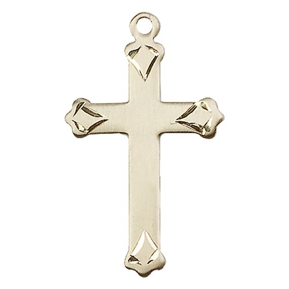 14KT GOLD CROSS MEDAL - 1 1/8" x 5/8"
