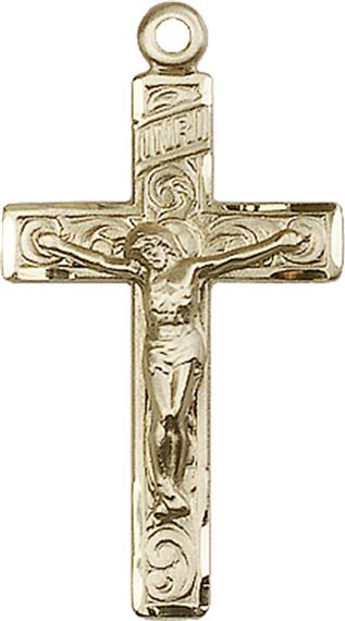 14KT GOLD CRUCIFIX MEDAL - 1 1/4" x 3/4"