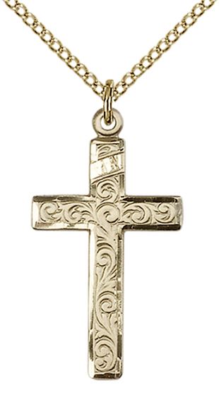 14KT GOLD FILLED CROSS PENDANT WITH CHAIN