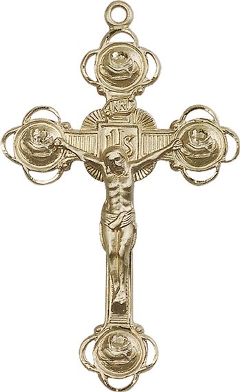 14KT GOLD CRUCIFIX MEDAL - 2 1/8" x 1 1/4"