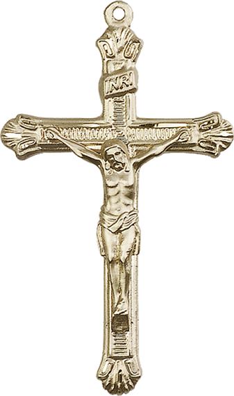 14KT GOLD CRUCIFIX MEDAL - 1 3/4" x 1"