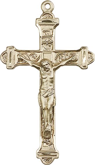 14KT GOLD CRUCIFIX MEDAL - 1 7/8" x 1"
