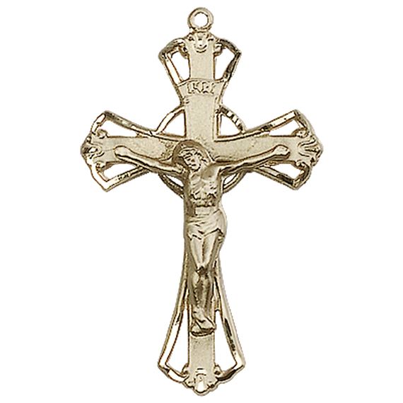 14KT GOLD CRUCIFIX MEDAL - 1 1/4" x 3/4"
