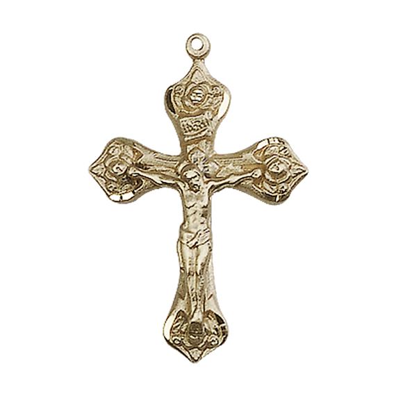 14KT GOLD CRUCIFIX MEDAL - 1" x 5/8"