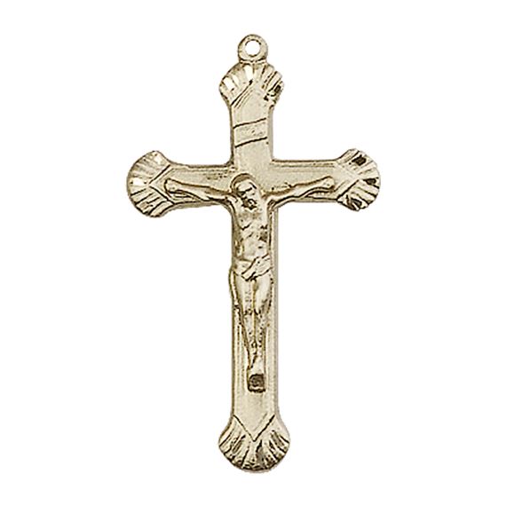 14KT GOLD CRUCIFIX MEDAL - 1 1/8" x 5/8"