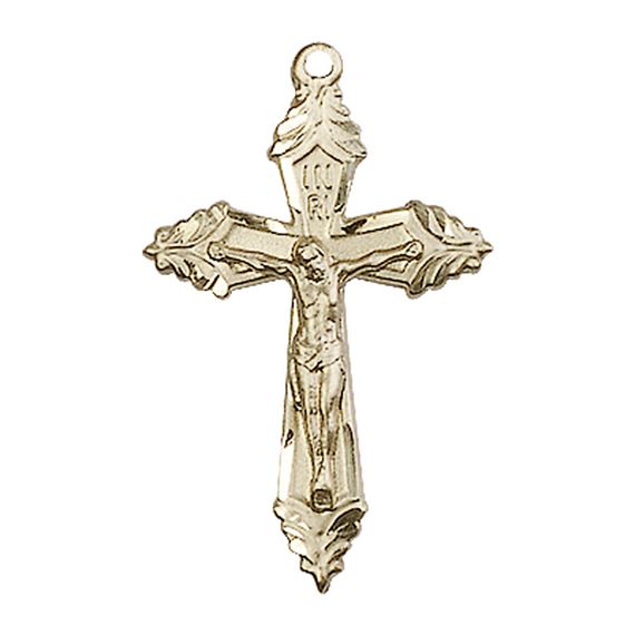 14KT GOLD CRUCIFIX MEDAL - 1 1/8" x 5/8"