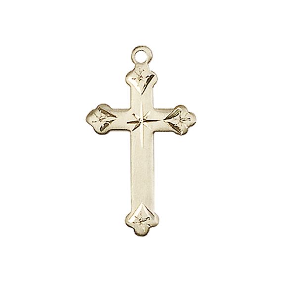 14KT GOLD CROSS MEDAL - 3/4" x 1/2"