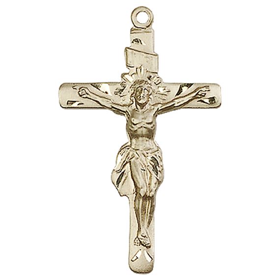 14KT GOLD CRUCIFIX MEDAL - 1 1/4" x 3/4"