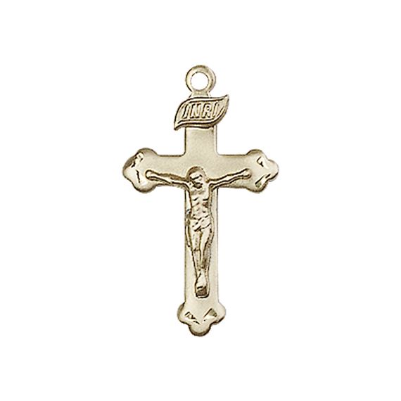 14KT GOLD CRUCIFIX MEDAL - 7/8" x 1/2"