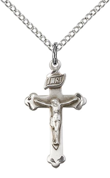 STERLING SILVER CRUCIFIX PENDANT WITH CHAIN - 7/8" x 1/2"