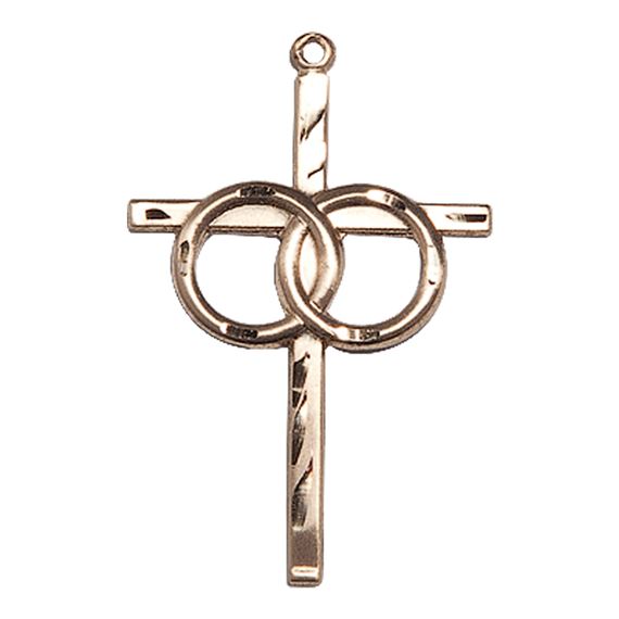 14KT GOLD WEDDING RINGS CROSS MEDAL