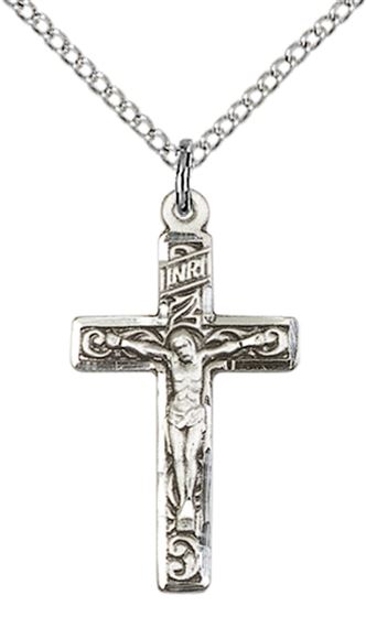STERLING SILVER CRUCIFIX PENDANT WITH CHAIN