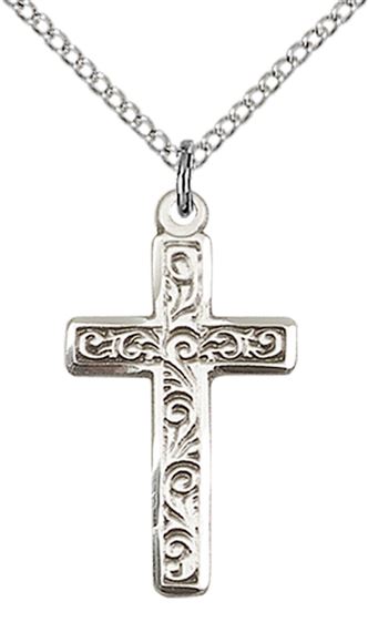 STERLING SILVER CROSS PENDANT WITH 18" CHAIN