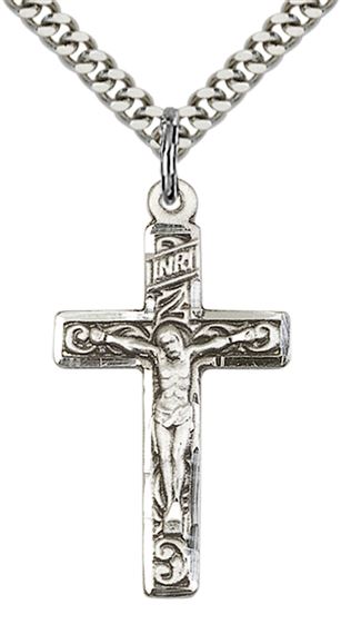 STERLING SILVER CRUCIFIX PENDANT WITH CHAIN