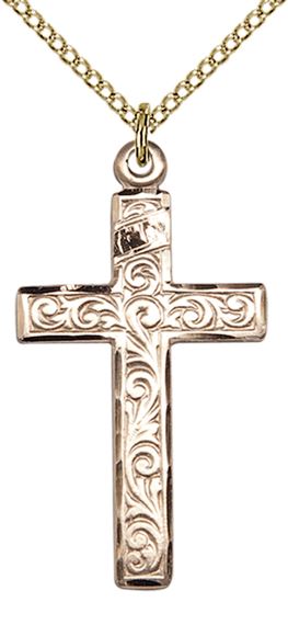 14KT GOLD FILLED CROSS PENDANT WITH CHAIN