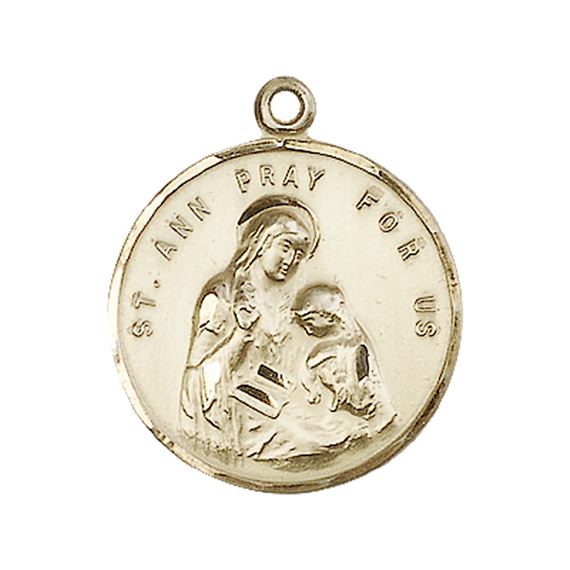 14KT GOLD ST ANN MEDAL - 1" x 3/4"