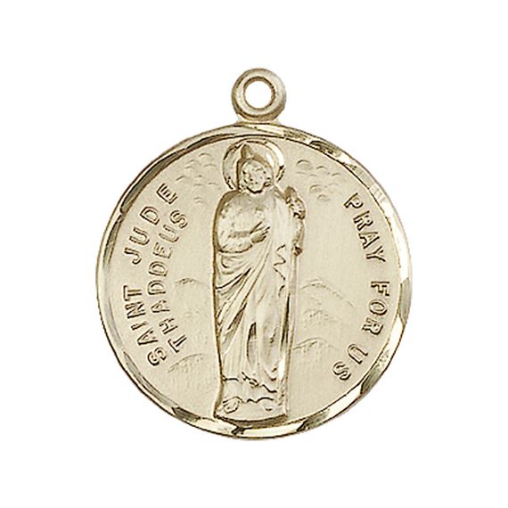 14KT GOLD ST JUDE MEDAL - 7/8" x 3/4"