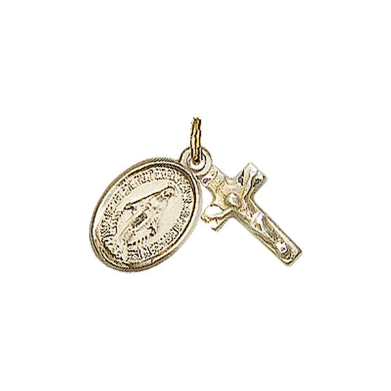 14KT GOLD MIRACULOUS-CRUCIFIX MEDAL