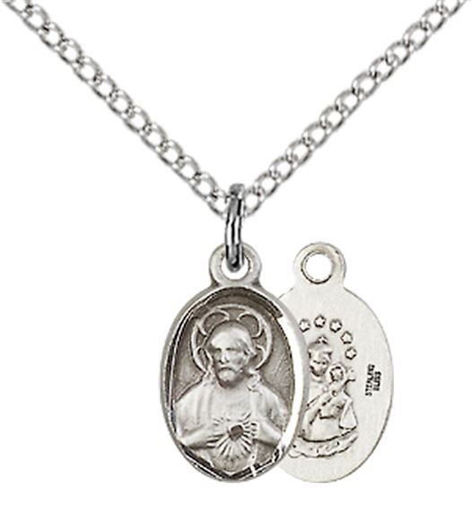 STERLING SILVER SCAPULAR PENDANT WITH CHAIN - 1/2" x 1/4"