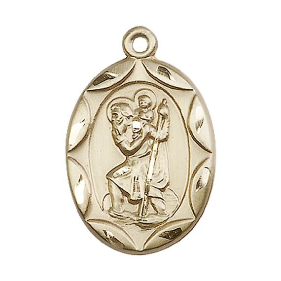 14KT GOLD ST CHRISTOPHER MEDAL - 1" x 5/8"
