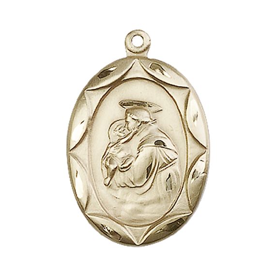 14KT GOLD ST ANTHONY MEDAL - 1" x 5/8"