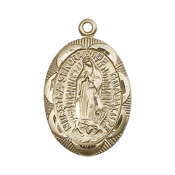14KT GOLD OUR LADY OF GUADALUPE MEDAL - 1" x 5/8"