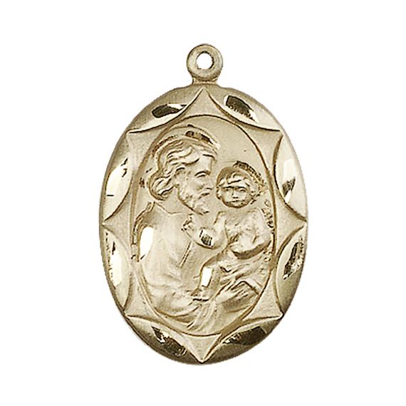 14KT GOLD ST JOSEPH MEDAL - 1" x 5/8"
