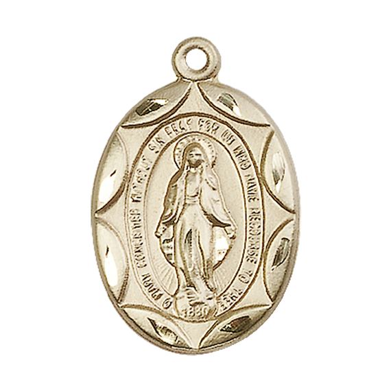 14KT GOLD MIRACULOUS MEDAL - 1" x 5/8"