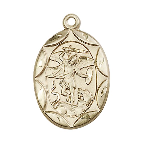 14KT GOLD ST MICHAEL THE ARCHANGEL MEDAL - 1" x 5/8"