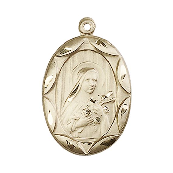 14KT GOLD ST THERESA MEDAL - 1" x 5/8"