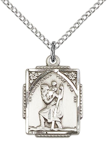 STERLING SILVER ST CHRISTOPHER PENDANT WITH CHAIN