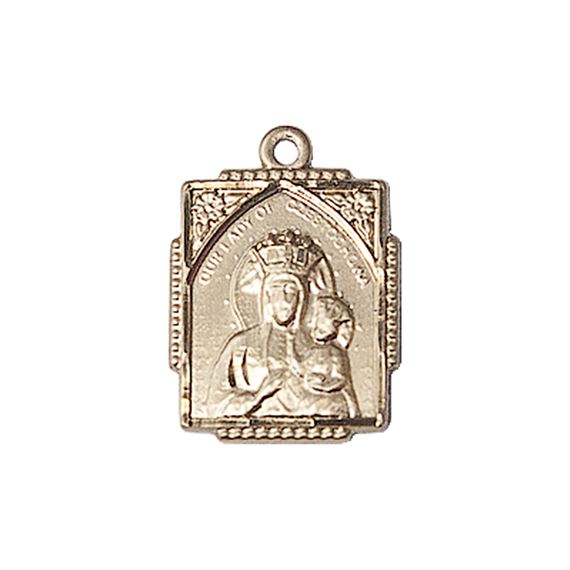 14KT GOLD OUR LADY OF CZESTOCHOWA MEDAL - 3/4" x 1/2"