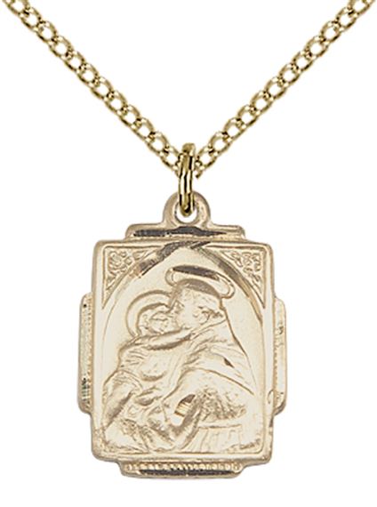 14KT GOLD FILLED ST ANTHONY PENDANT WITH CHAIN - 3/4" x 1/2"