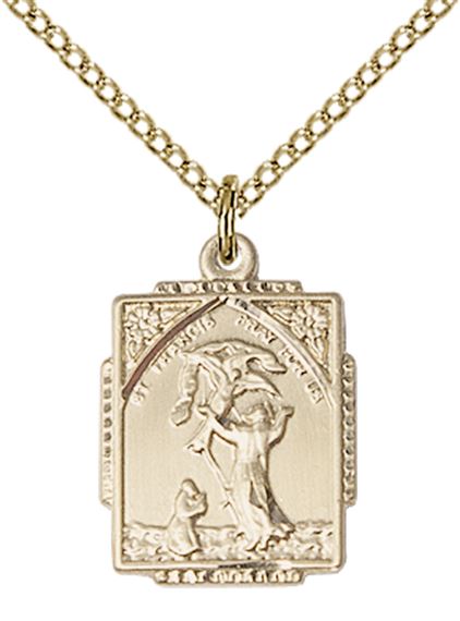 14KT GOLD FILLED ST FRANCIS OF ASSISI PENDANT WITH CHAIN