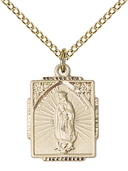 14KT GOLD FILLED OUR LADY OF GUADALUPE PENDANT WITH CHAIN