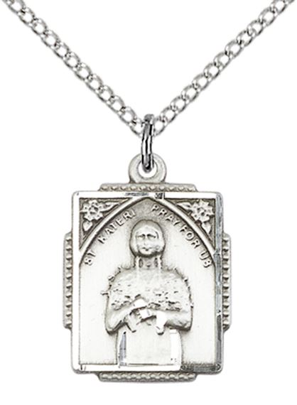 STERLING SILVER ST KATERI TEKAKWITHA PENDANT WITH CHAIN