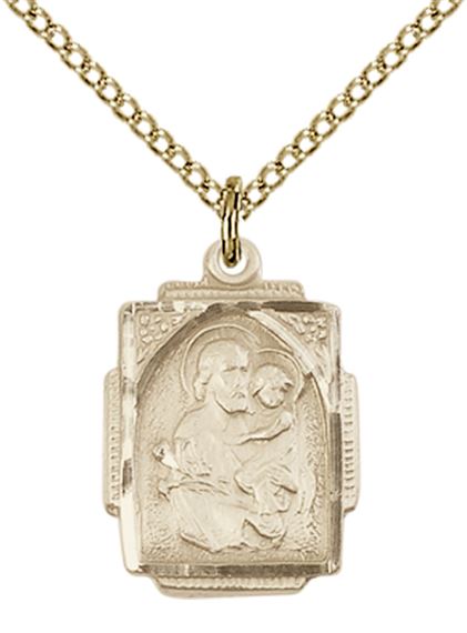 14KT GOLD FILLED ST JOSEPH PENDANT WITH CHAIN - 3/4" x 1/2"