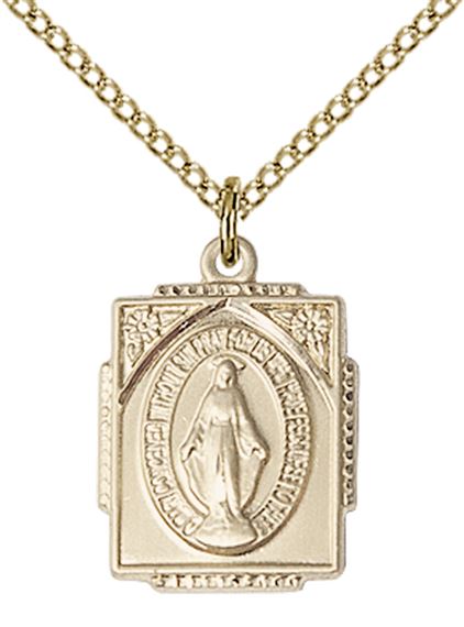 14KT GOLD FILLED MIRACULOUS PENDANT WITH CHAIN