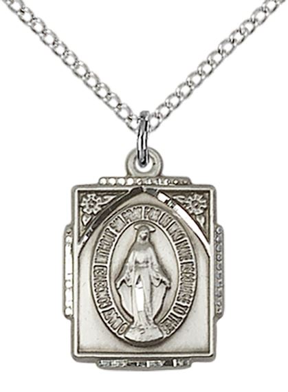 STERLING SILVER MIRACULOUS PENDANT WITH CHAIN