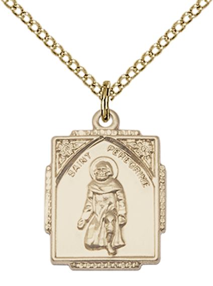 14KT GOLD FILLED ST PEREGRINE PENDANT WITH CHAIN