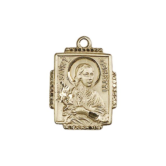 14KT GOLD ST MARIA GORETTI MEDAL - 5/8" x 1/2"