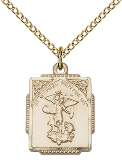14KT GOLD FILLED ST MICHAEL THE ARCHANGEL PENDANT WITH CHAIN