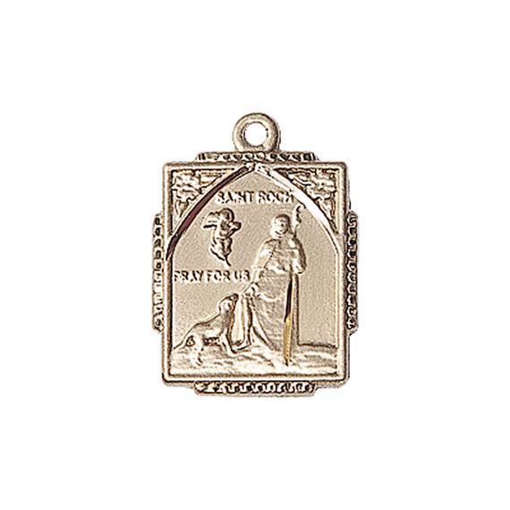 14KT GOLD ST ROCH MEDAL - 3/4" x 1/2"