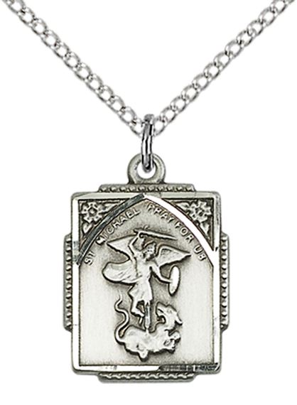 STERLING SILVER ST MICHAEL THE ARCHANGEL PENDANT WITH CHAIN