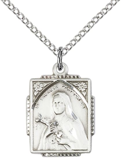 STERLING SILVER ST THERESE PENDANT WITH CHAIN