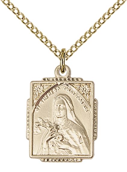 14KT GOLD FILLED ST THERESA PENDANT WITH CHAIN