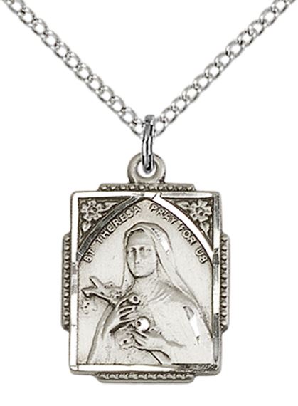 STERLING SILVER ST THERESA PENDANT WITH CHAIN