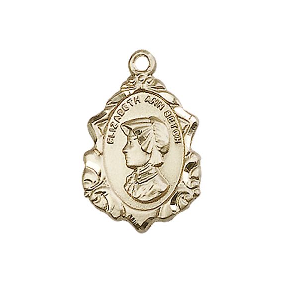 14KT GOLD ST ELIZABETH ANN SETON MEDAL - 3/4" x 1/2"