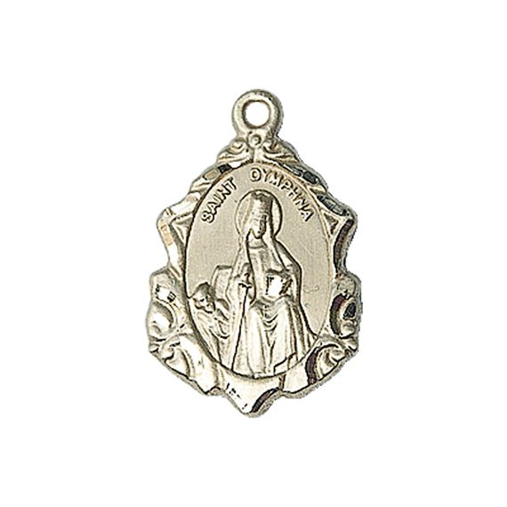 14KT GOLD ST DYMPHNA MEDAL - 3/4" x 1/2"