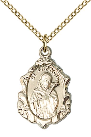 14KT GOLD FILLED ST FRANCIS PENDANT WITH CHAIN
